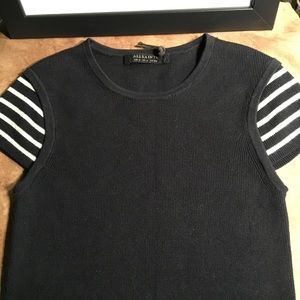 ALLSAINTS ‘ANYA’ PRE-LOVED AUTHENTIC NAVY STRIPE TOP